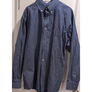 Ariat Mens Geometric Print Button Down Long Sleeve Shirt XL TG Blue White